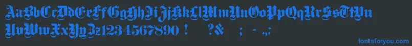 フォントDampfplatzSolidBlack – 黒い背景に青い文字