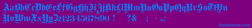 DampfplatzSolidBlack-Schriftart – Blaue Schriften auf violettem Hintergrund