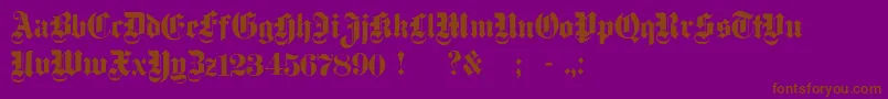 フォントDampfplatzSolidBlack – 紫色の背景に茶色のフォント