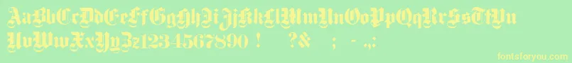 DampfplatzSolidBlack-Schriftart – Gelbe Schriften auf grünem Hintergrund