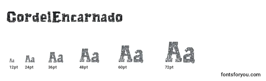 Größen der Schriftart CordelEncarnado (101022)