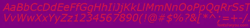 VerdanaKoi8Italic Font – Red Fonts on Purple Background