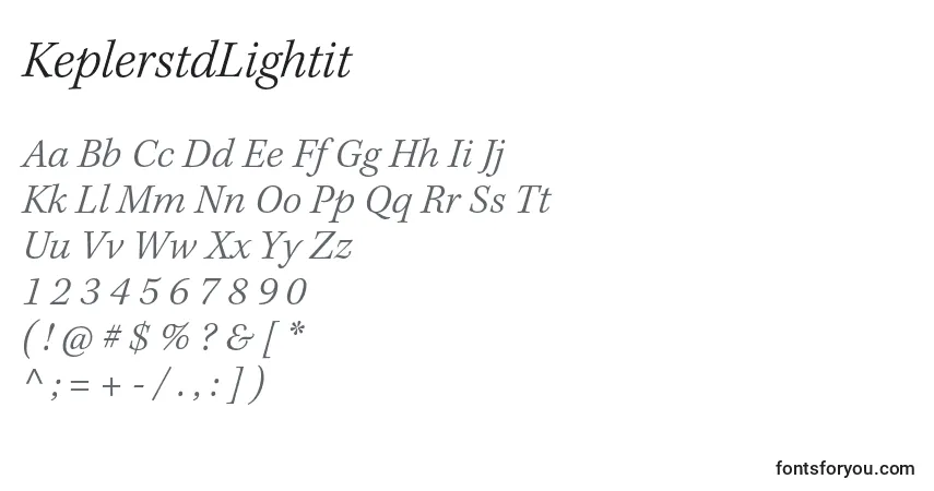 Шрифт KeplerstdLightit – алфавит, цифры, специальные символы