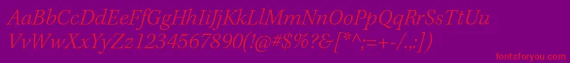 KeplerstdLightit Font – Red Fonts on Purple Background