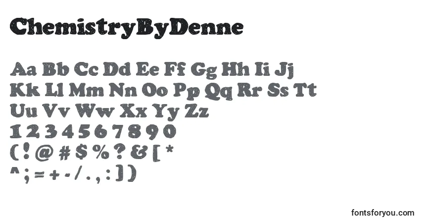 A fonte ChemistryByDenne – alfabeto, números, caracteres especiais