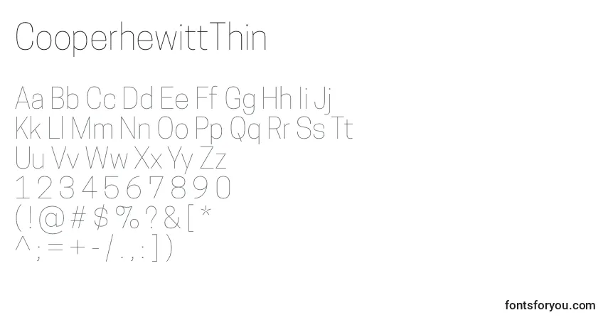 Шрифт CooperhewittThin – алфавит, цифры, специальные символы