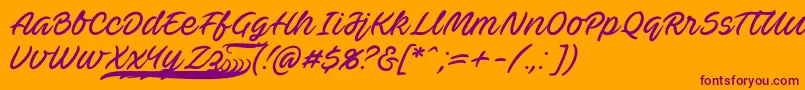 AvebetwanPersonalUse-Schriftart – Violette Schriften auf orangefarbenem Hintergrund