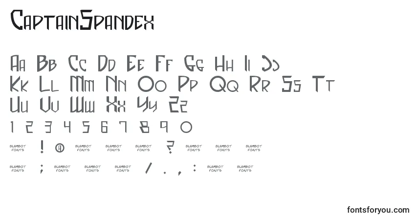 Czcionka CaptainSpandex – alfabet, cyfry, specjalne znaki