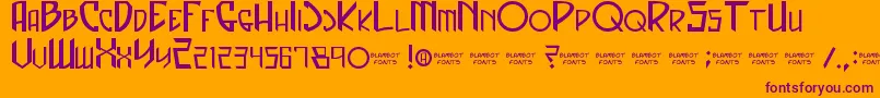 CaptainSpandex-Schriftart – Violette Schriften auf orangefarbenem Hintergrund