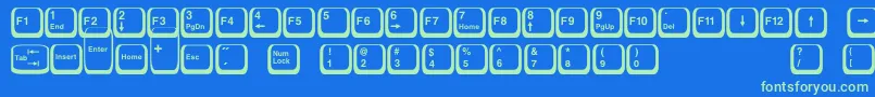 Czcionka Keyboard2 – zielone czcionki na niebieskim tle