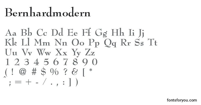 A fonte Bernhardmodern – alfabeto, números, caracteres especiais