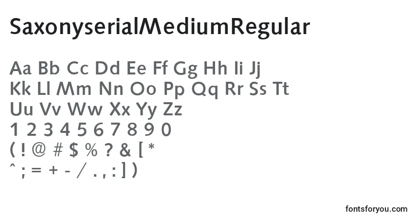 Schriftart SaxonyserialMediumRegular – Alphabet, Zahlen, spezielle Symbole
