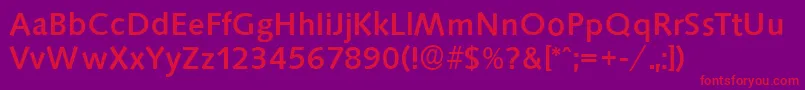 SaxonyserialMediumRegular-Schriftart – Rote Schriften auf violettem Hintergrund
