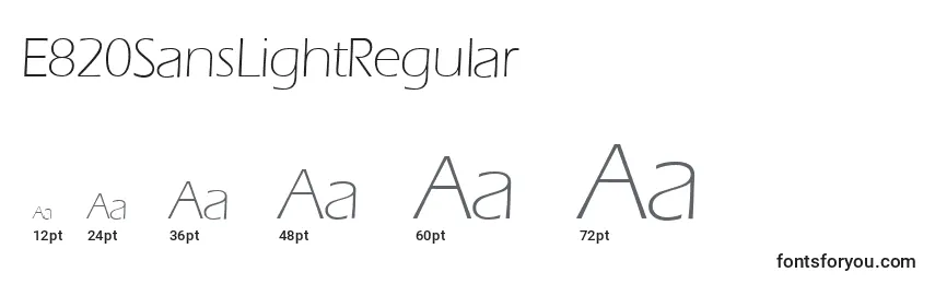 E820SansLightRegular Font Sizes