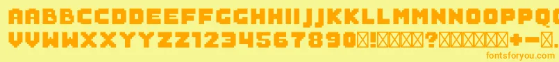 フォントSaboFilled – オレンジの文字が黄色の背景にあります。