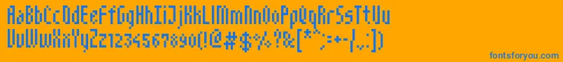 NarrowPix-Schriftart – Blaue Schriften auf orangefarbenem Hintergrund