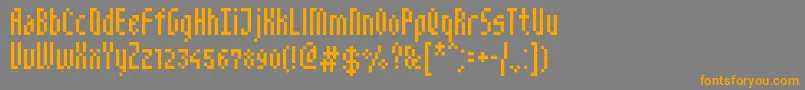 フォントNarrowPix – オレンジの文字は灰色の背景にあります。