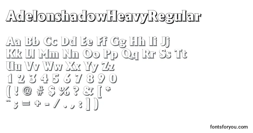 Czcionka AdelonshadowHeavyRegular – alfabet, cyfry, specjalne znaki