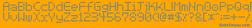 Basicdots-Schriftart – Blaue Schriften auf orangefarbenem Hintergrund