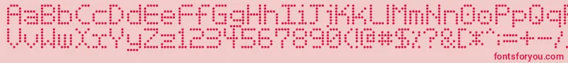 Basicdots-Schriftart – Rote Schriften auf rosa Hintergrund