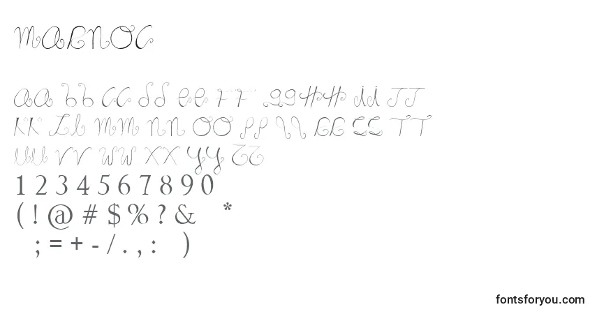Marnoc-fontti – aakkoset, numerot, erikoismerkit