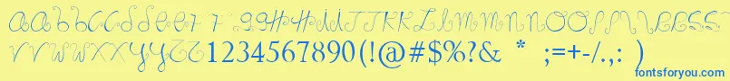 Marnoc-Schriftart – Blaue Schriften auf gelbem Hintergrund