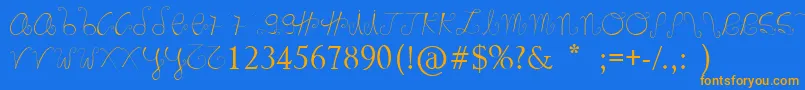 Marnoc-Schriftart – Orangefarbene Schriften auf blauem Hintergrund