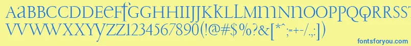PfgaramondClassicUnicase Font – Blue Fonts on Yellow Background