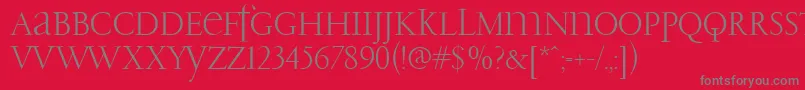 PfgaramondClassicUnicase-Schriftart – Graue Schriften auf rotem Hintergrund