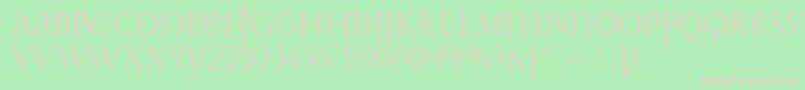 PfgaramondClassicUnicase-fontti – vaaleanpunaiset fontit vihreällä taustalla