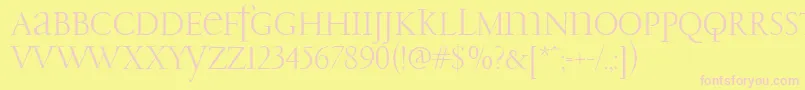 PfgaramondClassicUnicase-fontti – vaaleanpunaiset fontit keltaisella taustalla