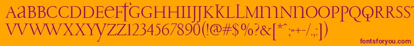 Шрифт PfgaramondClassicUnicase – фиолетовые шрифты на оранжевом фоне