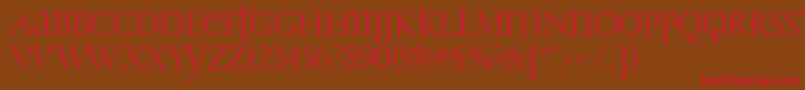 PfgaramondClassicUnicase-Schriftart – Rote Schriften auf braunem Hintergrund