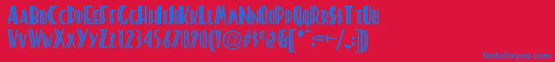 PlatonickNormal Font – Blue Fonts on Red Background