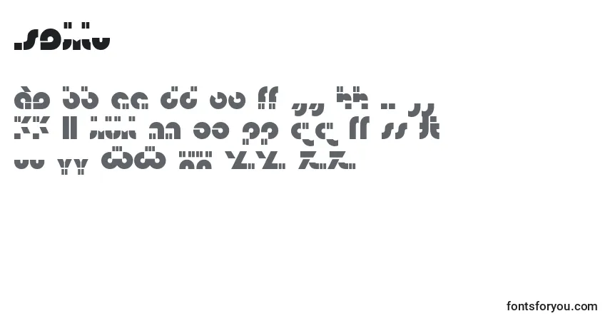 A fonte Isamu – alfabeto, números, caracteres especiais