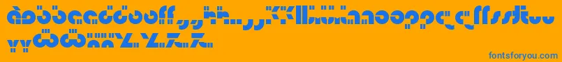 Isamu Font – Blue Fonts on Orange Background