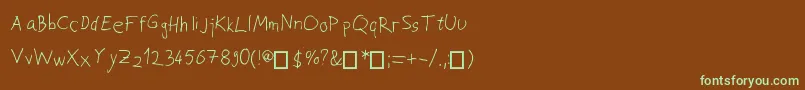JoksoviPapci-fontti – vihreät fontit ruskealla taustalla