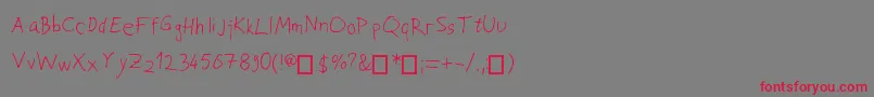 フォントJoksoviPapci – 赤い文字の灰色の背景
