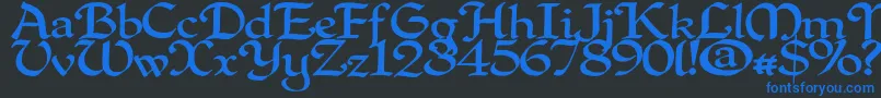 Quillperpendicularwide Font – Blue Fonts on Black Background