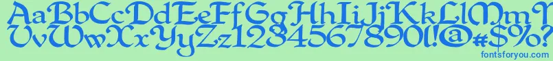 Quillperpendicularwide Font – Blue Fonts on Green Background