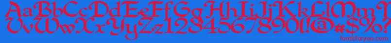 Quillperpendicularwide Font – Red Fonts on Blue Background