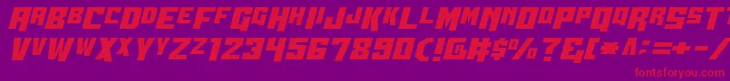 Wbv5straight-Schriftart – Rote Schriften auf violettem Hintergrund