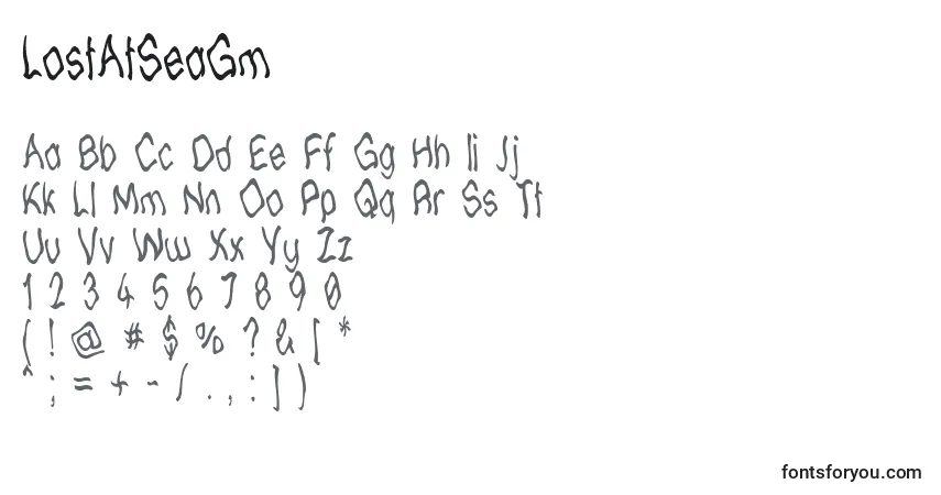 Czcionka LostAtSeaGm – alfabet, cyfry, specjalne znaki