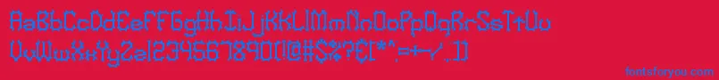 NymonakBrk-Schriftart – Blaue Schriften auf rotem Hintergrund