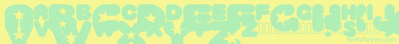 CrystaluniverseRegular Font – Green Fonts on Yellow Background
