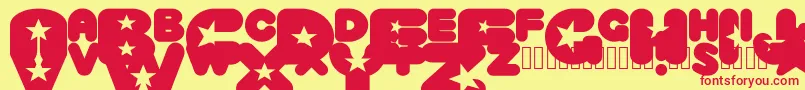 CrystaluniverseRegular Font – Red Fonts on Yellow Background