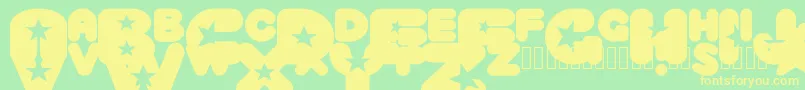 CrystaluniverseRegular Font – Yellow Fonts on Green Background