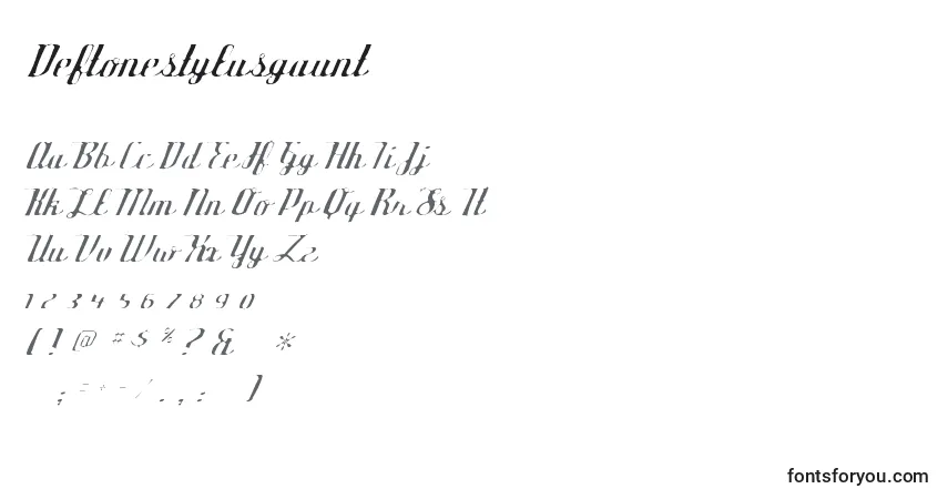 Czcionka Deftonestylusgaunt – alfabet, cyfry, specjalne znaki