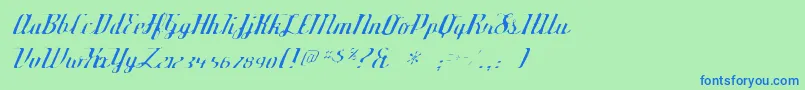 フォントDeftonestylusgaunt – 青い文字は緑の背景です。