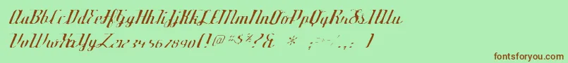Deftonestylusgaunt-Schriftart – Braune Schriften auf grünem Hintergrund